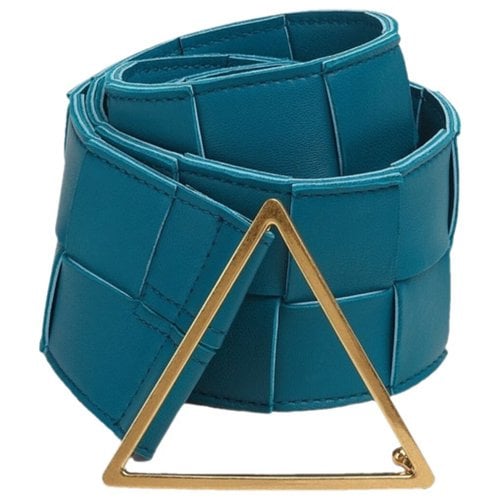 Pre-owned Bottega Veneta Triangle Leather Belt In Blue