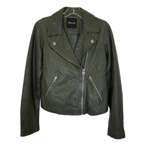 Pre-owned Madewell Leather Jacket In Green