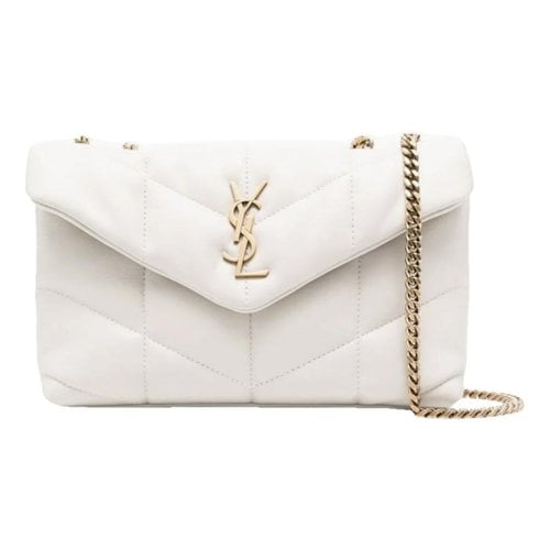 Pre-owned Saint Laurent Loulou Puffer Leather Crossbody Bag In White