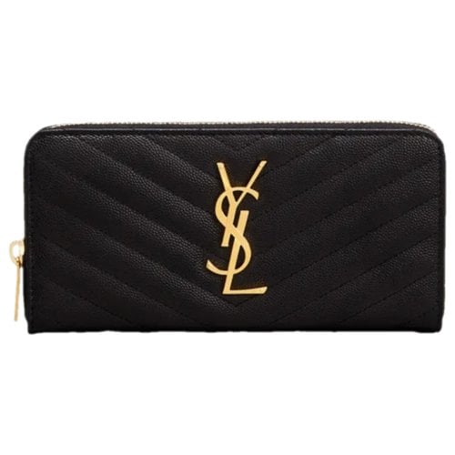 Pre-owned Saint Laurent Monogramme Leather Purse In Black