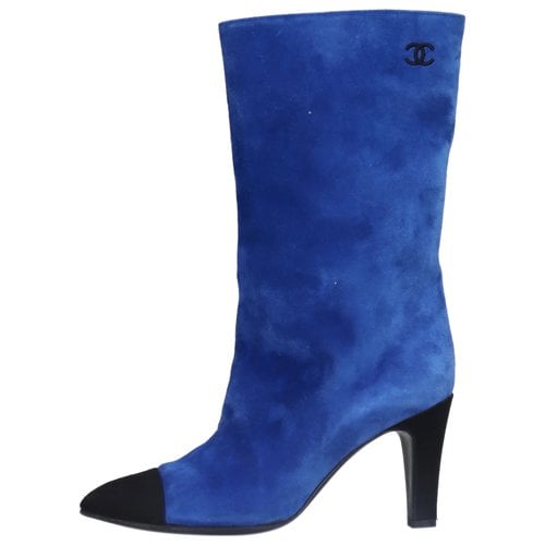 Pre-owned Chanel Leather Boots In Blue