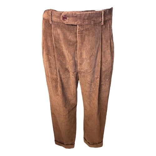Pre-owned Gucci Velvet Trousers In Brown