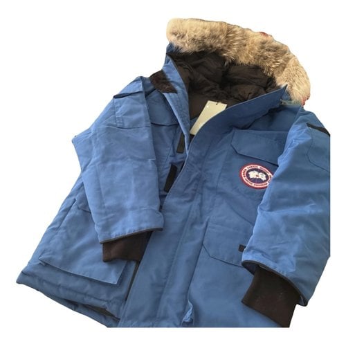 Pre-owned Canada Goose Expedition Faux Fur Jacket In Blue