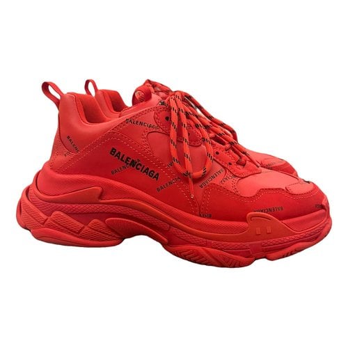 Pre-owned Balenciaga Triple S High Trainers In Red