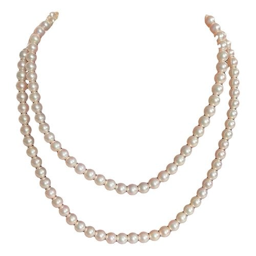 Pre-owned Mikimoto Pearl Necklace In White