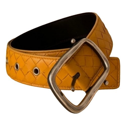 Pre-owned Bottega Veneta Leather Belt In Yellow