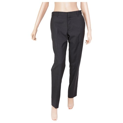 Pre-owned Valentino Wool Straight Pants In Anthracite