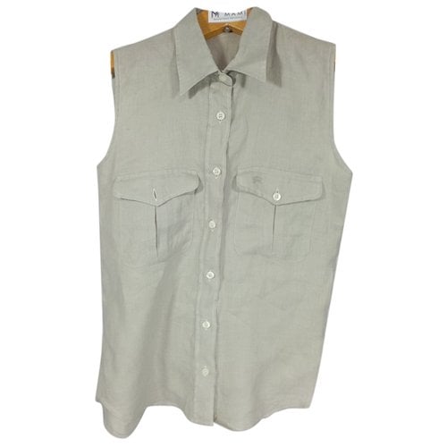 Pre-owned Burberry Linen Blouse In Grey