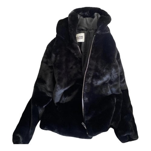 Pre-owned Claudie Pierlot Faux Fur Coat In Black