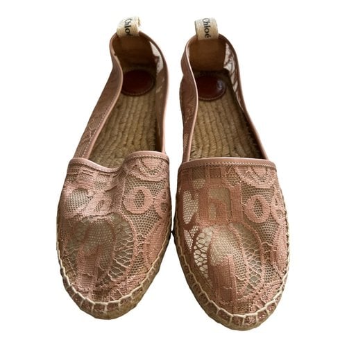 Pre-owned Chloé Cloth Flats In Beige