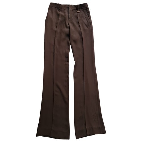 Pre-owned Gucci Silk Trousers In Brown