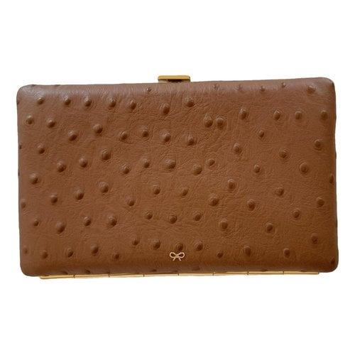 Pre-owned Anya Hindmarch Leather Clutch Bag In Brown