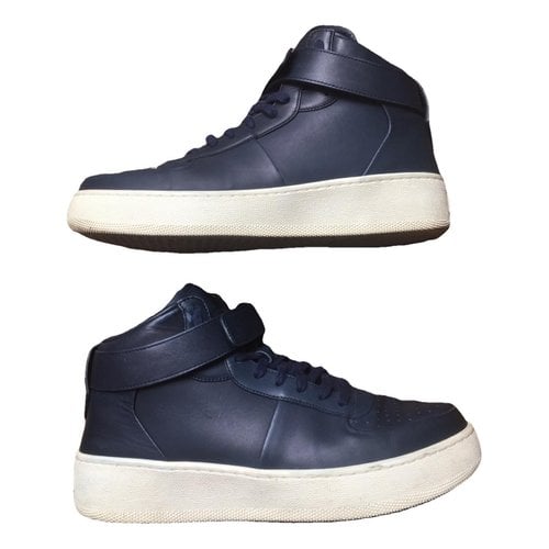 Pre-owned Celine Leather High Trainers In Blue
