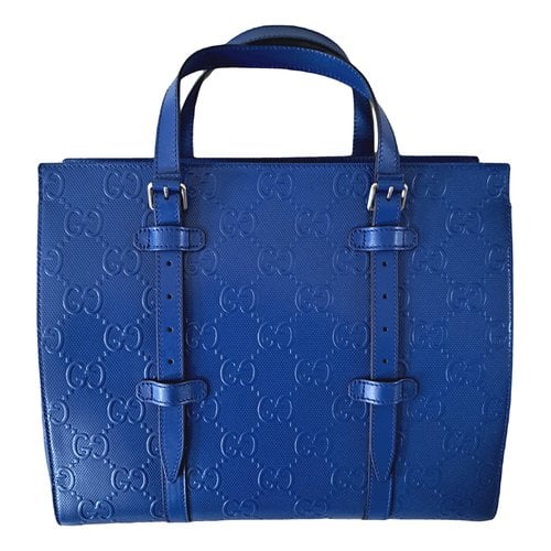 Pre-owned Gucci Leather Bag In Blue
