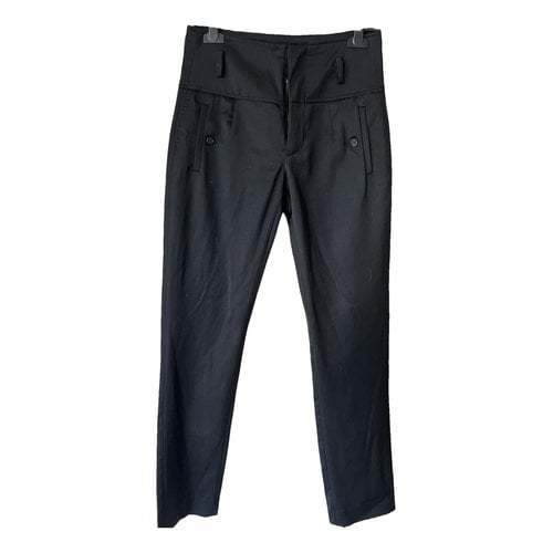 Pre-owned Dondup Wool Slim Pants In Black