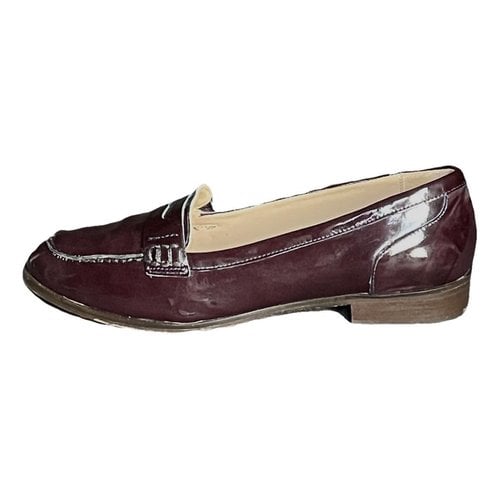 Pre-owned Massimo Dutti Patent Leather Flats In Burgundy