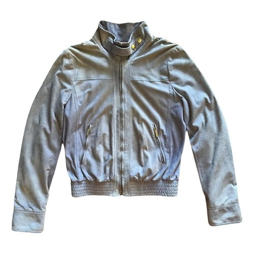 Pre-owned Kiton Leather Jacket In Turquoise