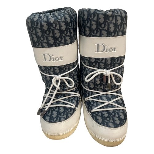 Pre-owned Dior Cloth Snow Boots In Blue