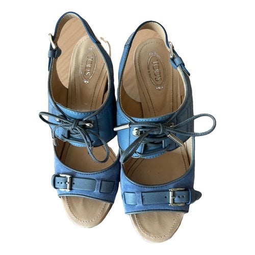Pre-owned Tod's Leather Sandals In Blue