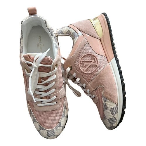Pre-owned Louis Vuitton Run Away Leather Trainers In Pink