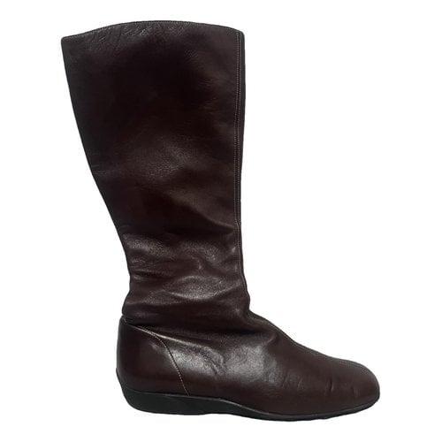 Pre-owned Santoni Leather Boots In Brown