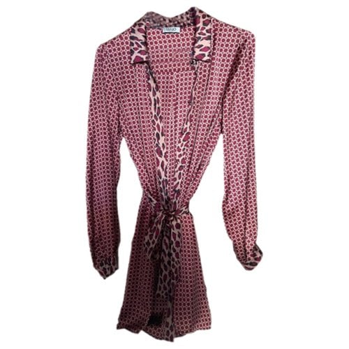 Pre-owned Liujo Silk Mini Dress In Burgundy