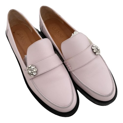 Pre-owned Ganni Leather Ballet Flats In Pink