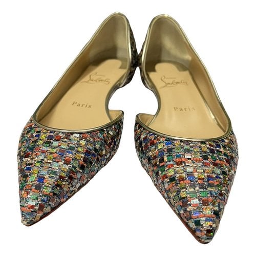 Pre-owned Christian Louboutin Glitter Ballet Flats In Multicolour