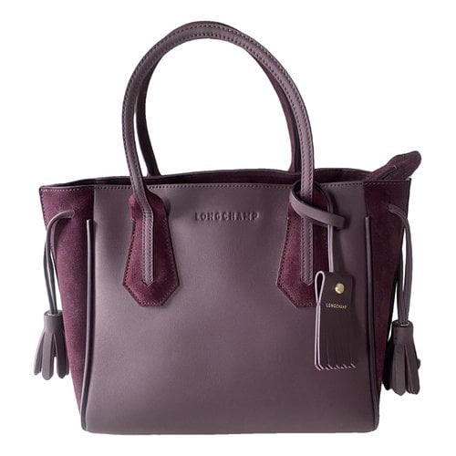 Pre-owned Longchamp Penelope Leather Handbag In Purple
