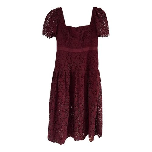 Pre-owned Self-portrait Lace Mid-length Dress In Burgundy