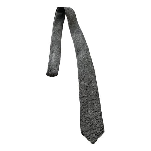 Pre-owned Balenciaga Silk Tie In Grey
