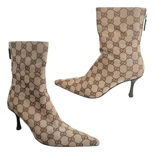 Pre-owned Gucci Cloth Boots In Brown