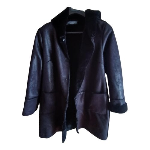 Pre-owned Elena Miro' Faux Fur Coat In Black