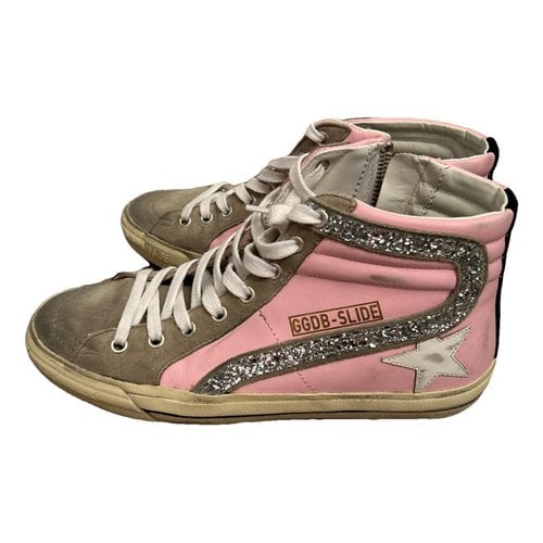 Pre-owned Golden Goose Slide Leather Trainers In Pink