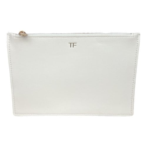 Pre-owned Tom Ford Vegan Leather Clutch Bag In White