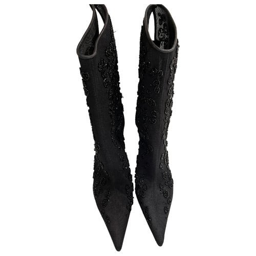 Pre-owned Sergio Rossi Cloth Boots In Black