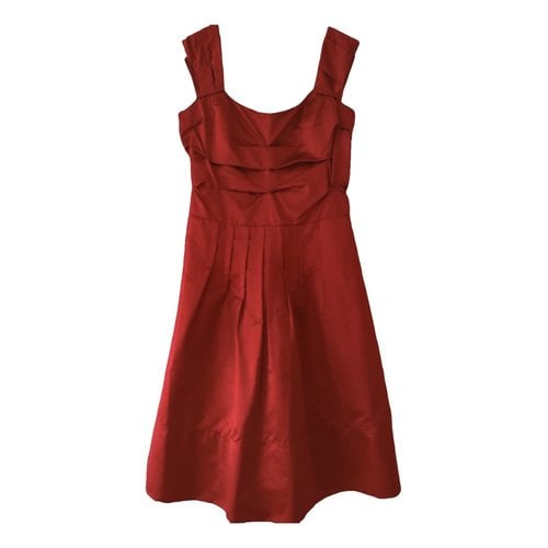 Pre-owned Miu Miu Silk Mid-length Dress In Red