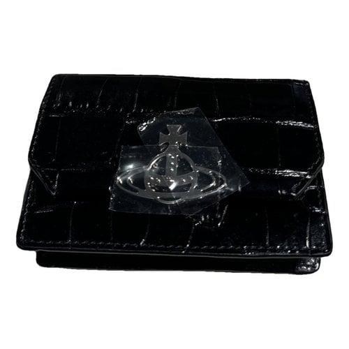 Pre-owned Vivienne Westwood Leather Card Wallet In Black