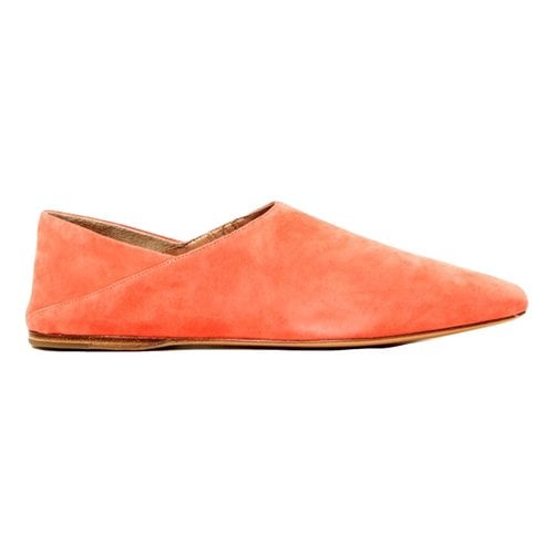 Pre-owned Max Mara Leather Flats In Orange