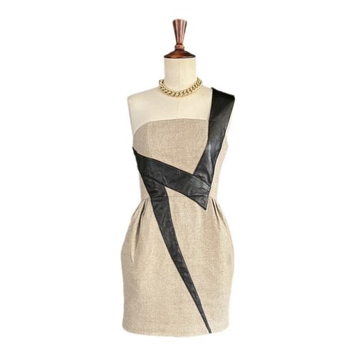 Pre-owned Jc De Castelbajac Linen Mini Dress In Beige