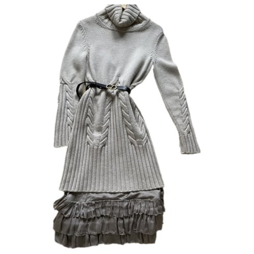 Pre-owned Fendi Wool Mid-length Dress In Beige
