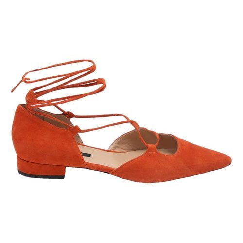Pre-owned Max Mara Leather Ballet Flats In Orange