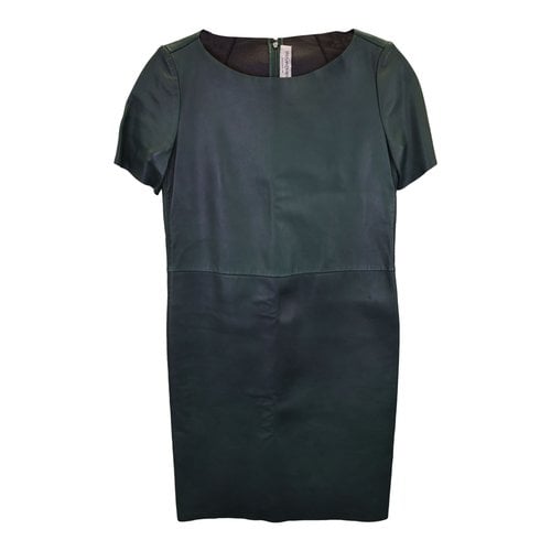 Pre-owned Saint Laurent Leather Mini Dress In Green