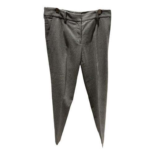 Pre-owned Diane Von Furstenberg Wool Trousers In Grey