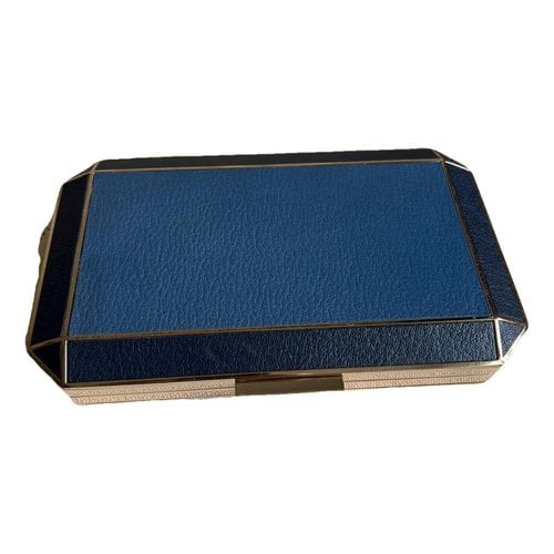 Pre-owned Anya Hindmarch Leather Clutch Bag In Blue