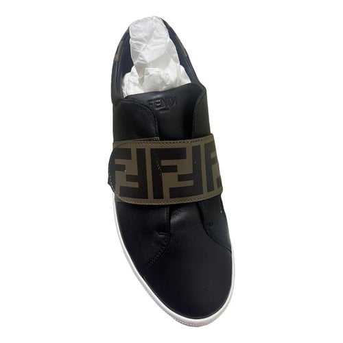 Pre-owned Fendi Match Leather Trainers In Black