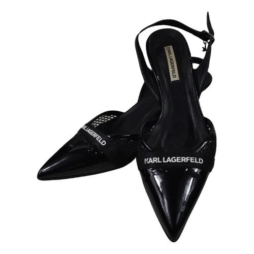 Pre-owned Karl Lagerfeld Patent Leather Heels In Black