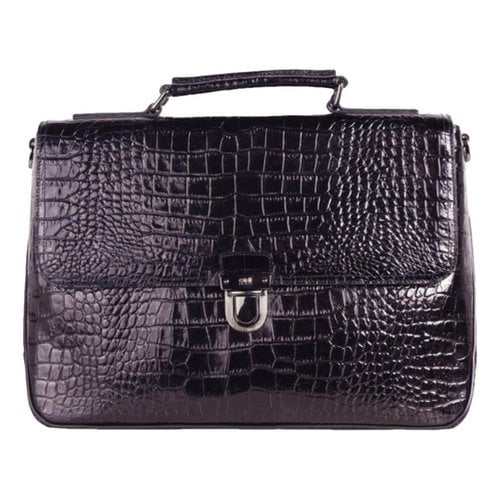 Pre-owned Class Cavalli Leather Travel Bag In Black