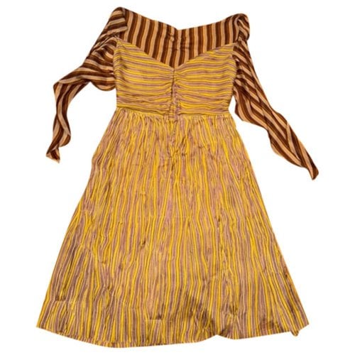 Pre-owned Miu Miu Silk Mini Dress In Brown