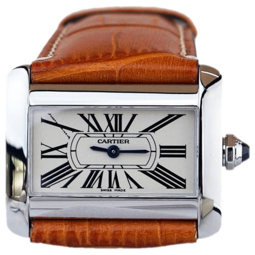 Pre-owned Cartier Divan Silver Gilt Watch In Brown
